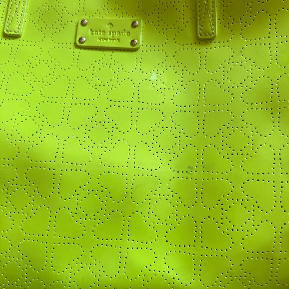 Kate Spade New York Molly Bikini Dot Tote Bag Neon Yellow Chartreuse Acid - Picture 5 of 9